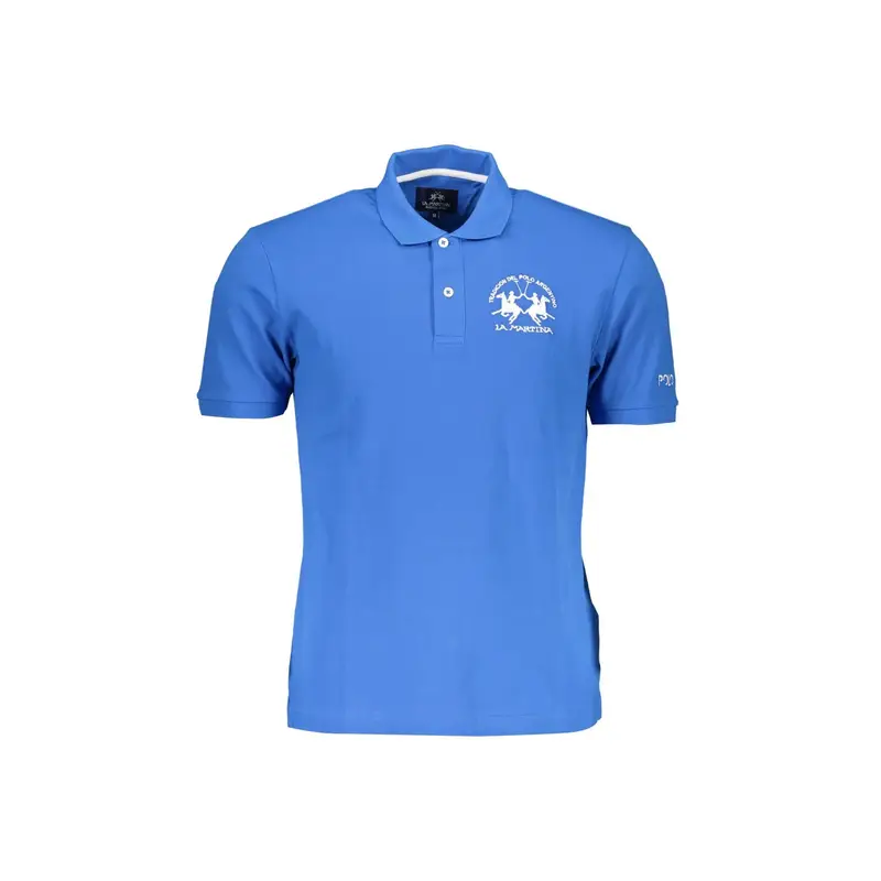 Polo Maniche Corte Uomo Blu Ricamo