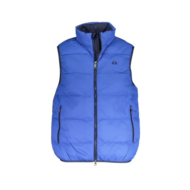 Smanicato Uomo Blu con Zip Dettagli a Contrasto Logo