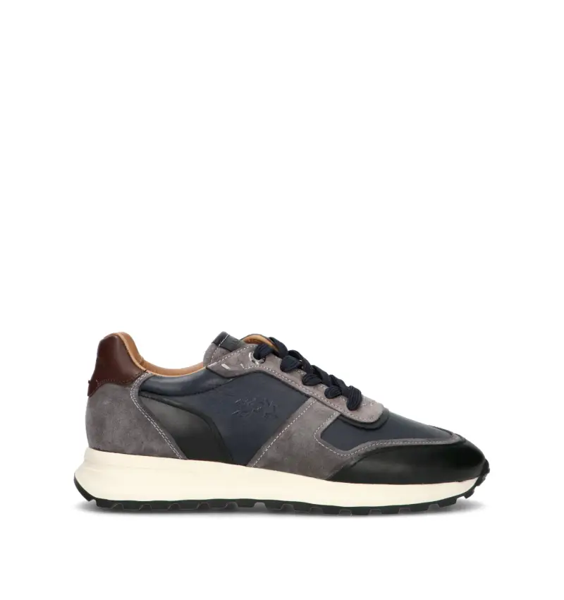 Sneaker uomo blu/nera in pelle Vario