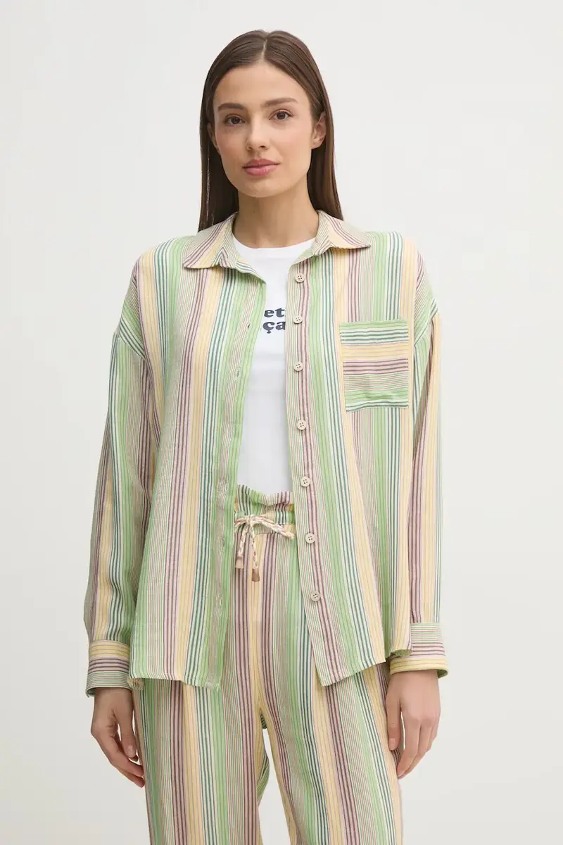 camicia in lino misto CHARLENE donna colore verde CHARLENE