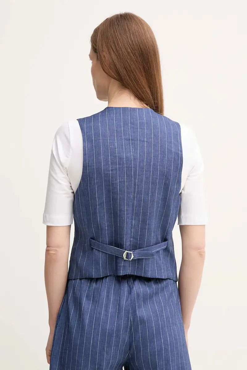 gilè con aggiunta di lino GWEN colore blu navy GWEN miniatura 3