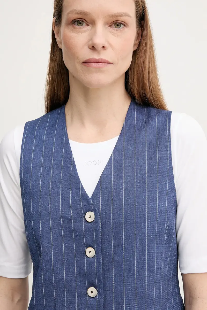 gilè con aggiunta di lino GWEN colore blu navy GWEN miniatura 4