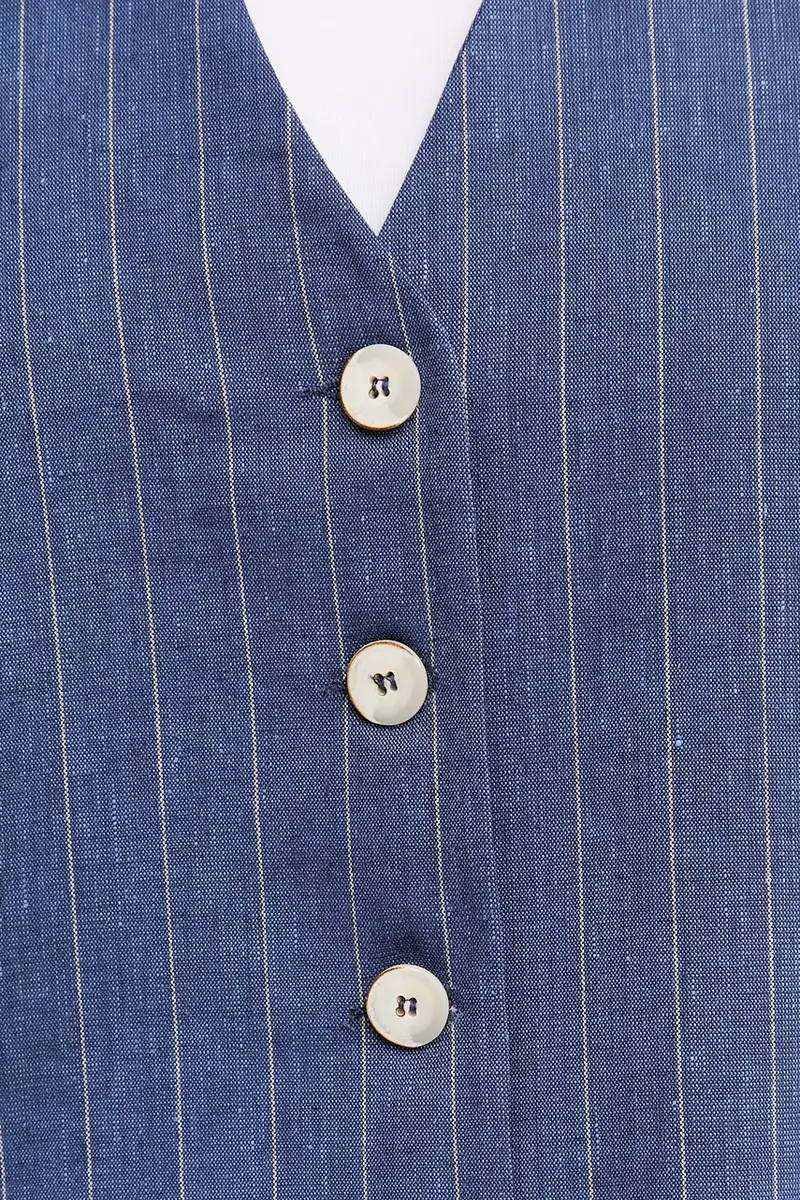 gilè con aggiunta di lino GWEN colore blu navy GWEN miniatura 5