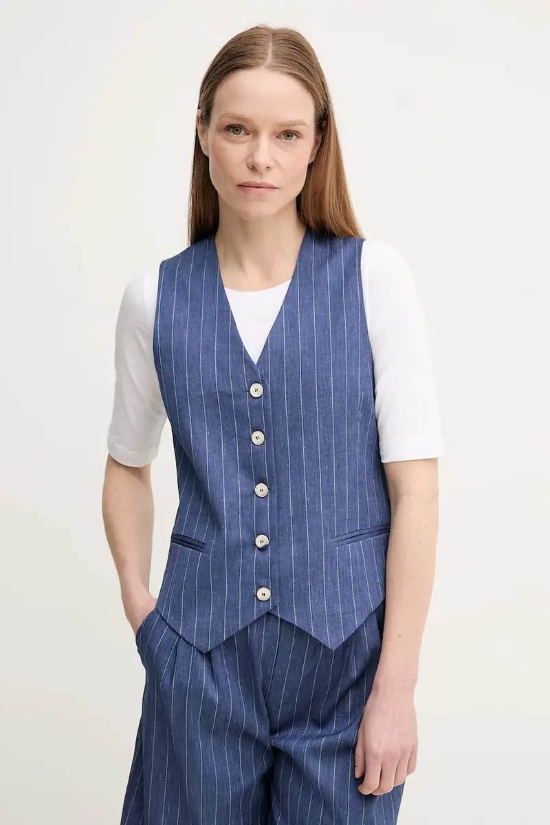 gilè con aggiunta di lino GWEN colore blu navy GWEN