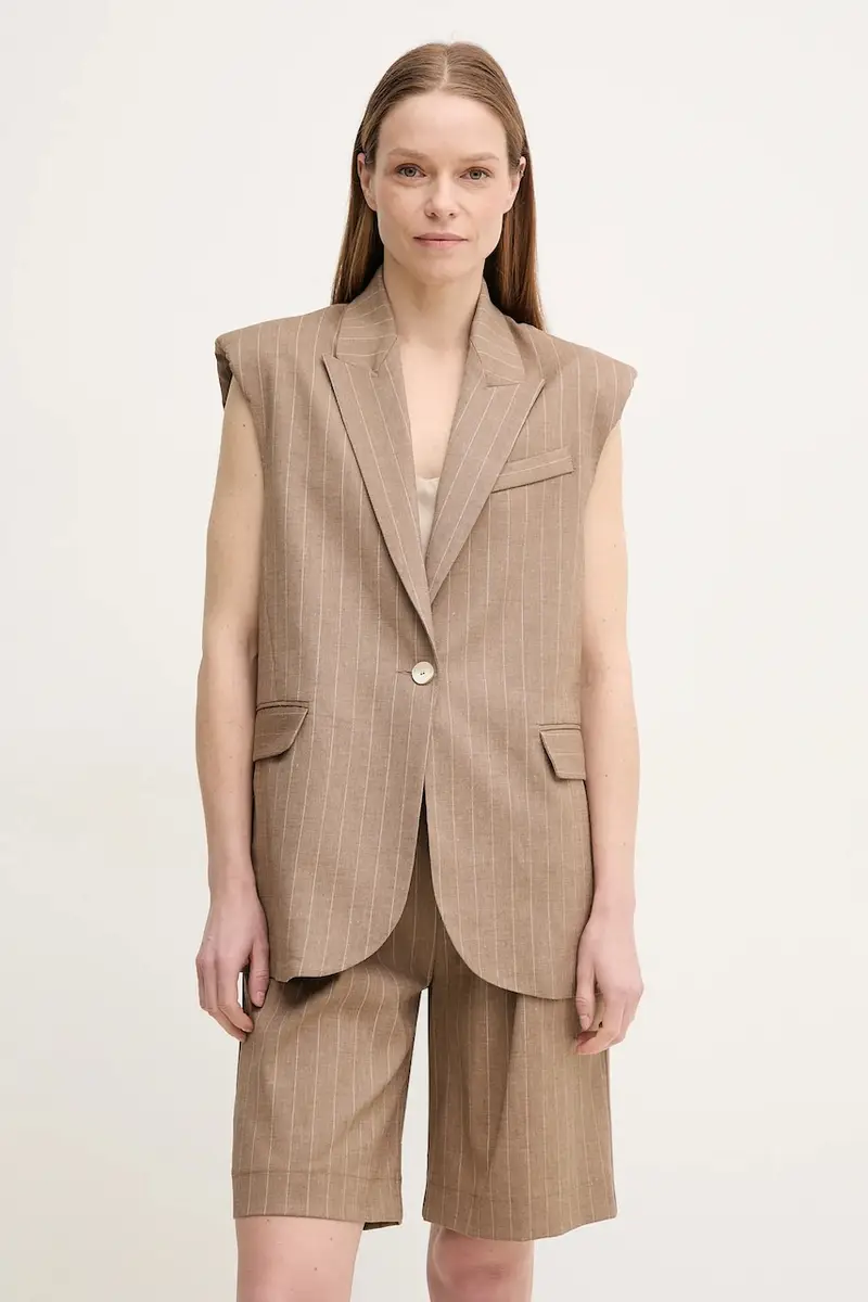 gilè con aggiunta di lino VALMY colore beige VALMY