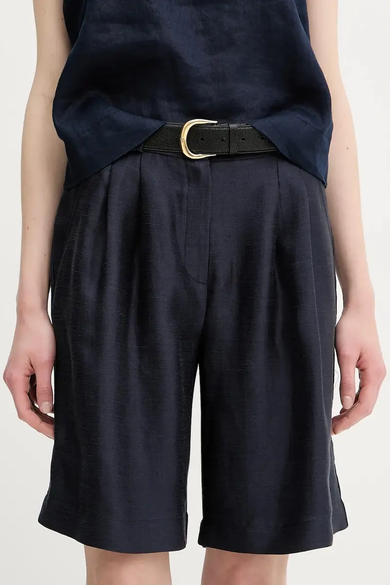 pantaloncini in lino misto SAVOUREUX colore beige SAVOUREUX Blu navy