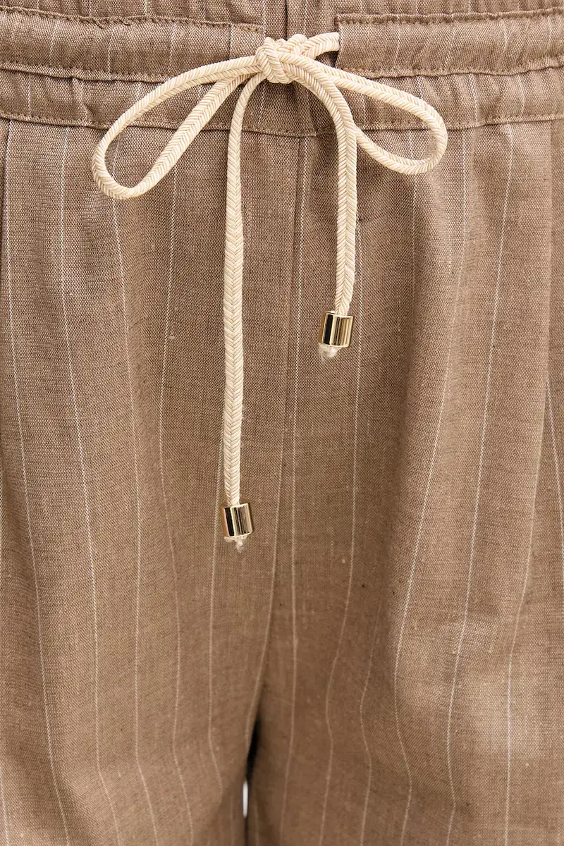 pantaloncini in lino misto SOLANGE donna colore beige SOLANGE miniatura 5