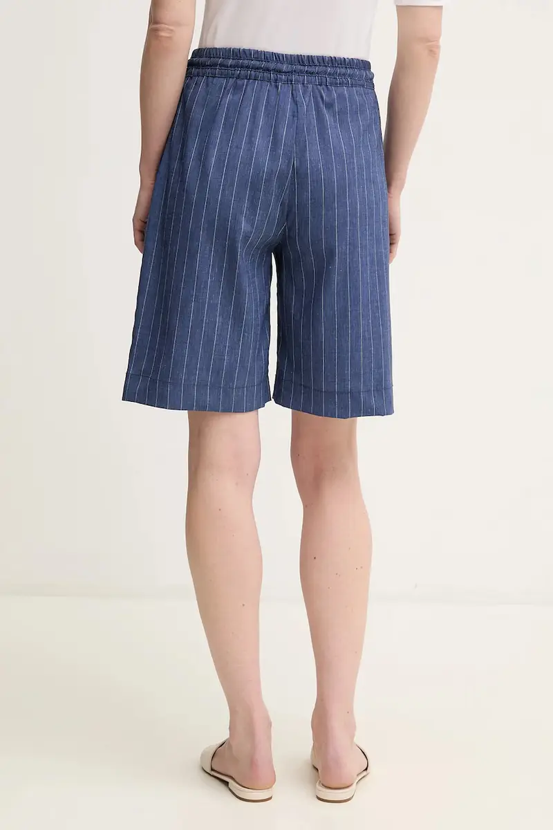 pantaloncini in lino misto SOLANGE donna colore blu navy SOLANGE miniatura 3