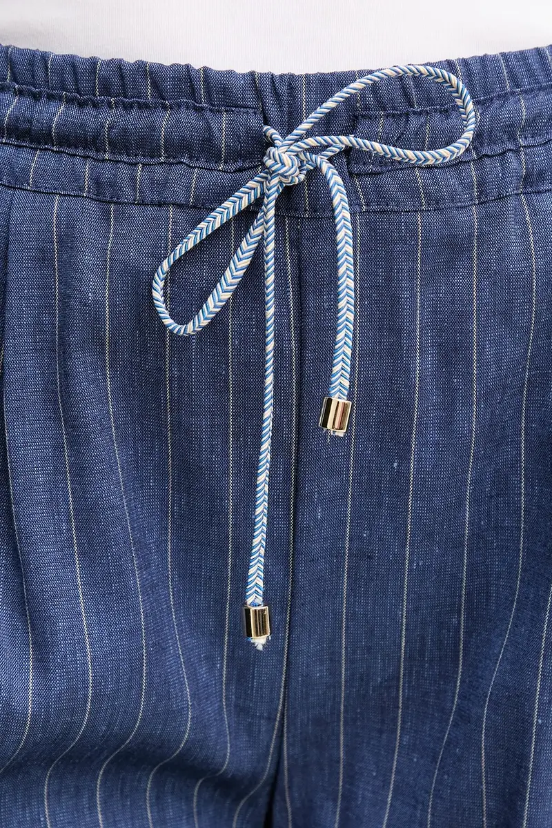 pantaloncini in lino misto SOLANGE donna colore blu navy SOLANGE miniatura 4