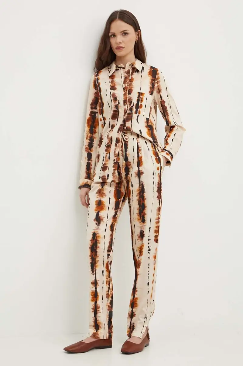 pantaloni in cotone PENDULE colore beige miniatura 2