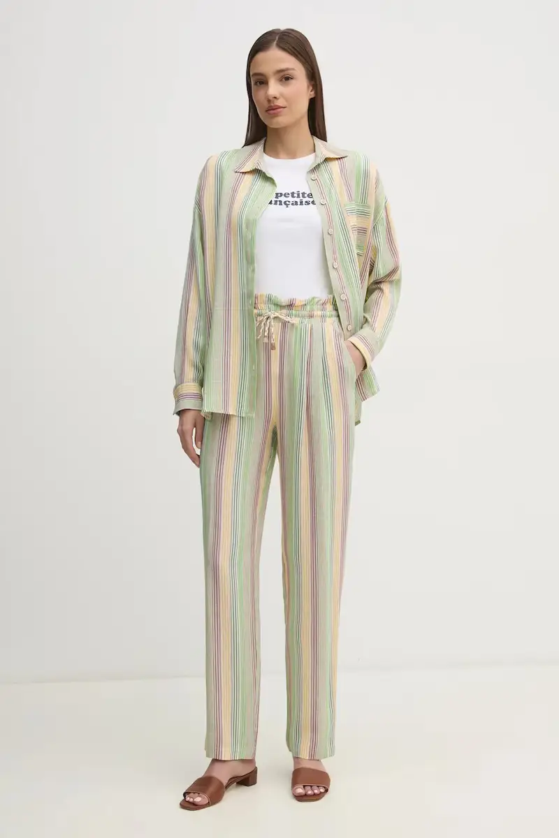 pantaloni in lino misto PETRUS donna colore verde PETRUS miniatura 2