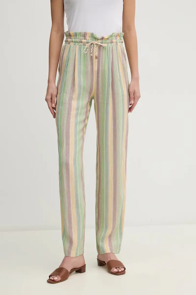 pantaloni in lino misto PETRUS donna colore verde PETRUS