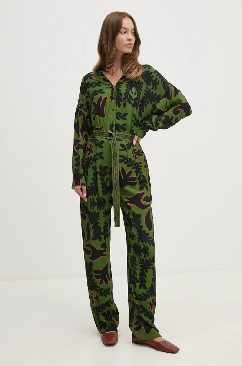 pantaloni PFPONCTUEL donna colore verde PFPONCTUEL miniatura 2