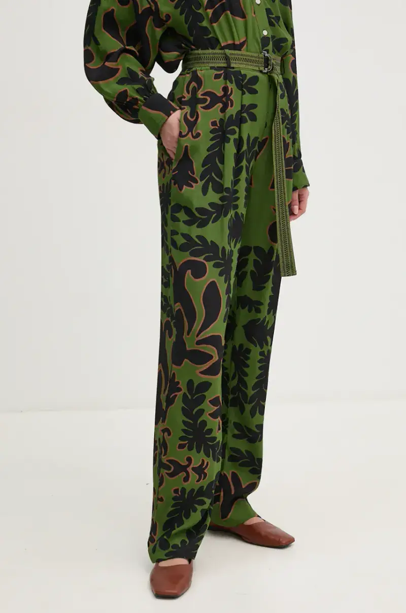 pantaloni PFPONCTUEL donna colore verde PFPONCTUEL