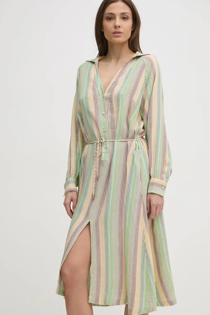 vestito con aggiunta di lino RIVA colore verde RIVA