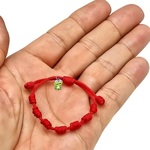 LA RANA ARANA - Bracciale con sette nodi rosso per neonati e bambini - Contro il malocchio - Filo rosso protezione miniatura 3