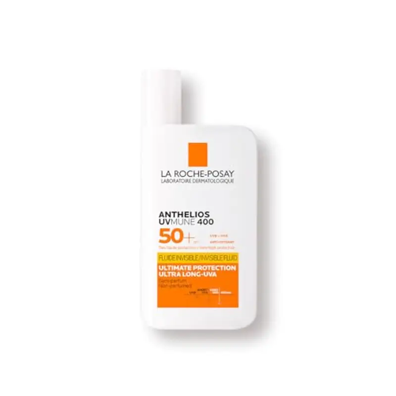 La Roche Posay Anthelios UVmune 400, Fluido Invisibile SPF50+, Per Tutti i Tipi di Pelle, Protezione Estrema Anti-UVA Ultra Lunghi, Resistente ad Acqua, Sabbia e Sudore, Con Acqua Termale, 50 ml