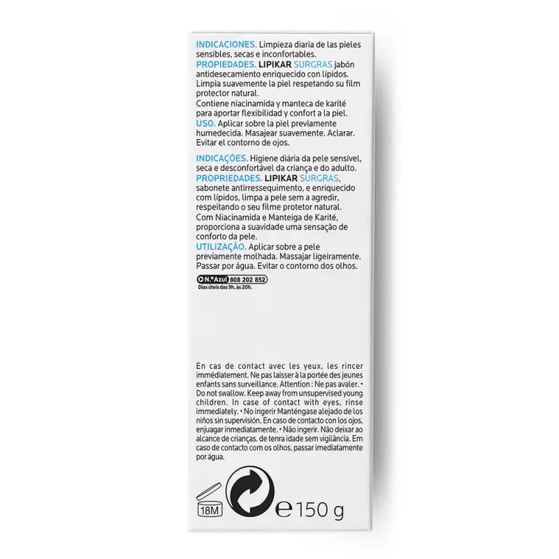 Lipikar Lipikar Surgras Pane Fisiologico Nutritiva - Sapone viso, Sapone miniatura 2