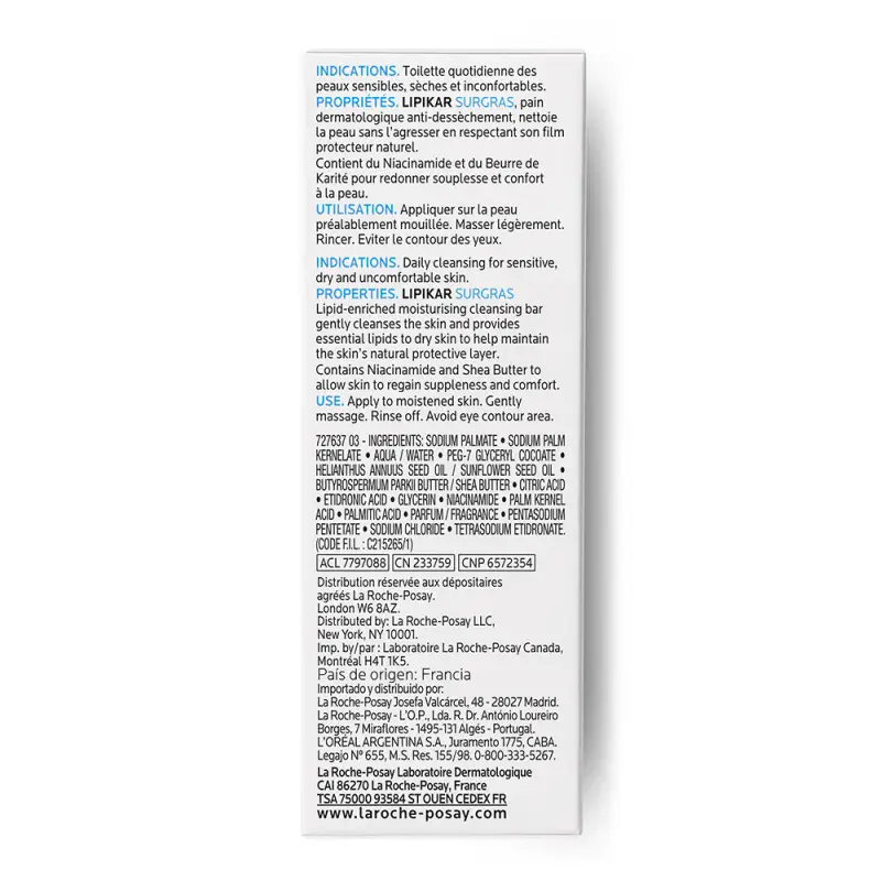 Lipikar Lipikar Surgras Pane Fisiologico Nutritiva - Sapone viso, Sapone miniatura 3