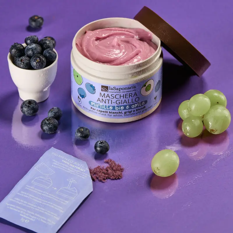 Capelli e Cute Maschera anti-giallo - Mirtillo Bio e Amla - Capelli colorati miniatura 2