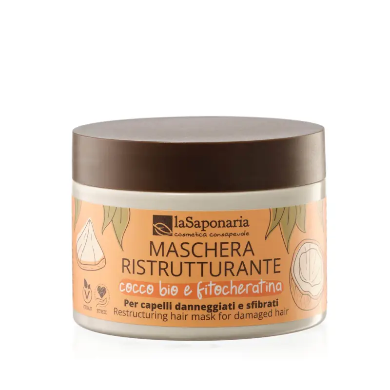 Capelli e Cute Maschera ristrutturante - Cocco Bio e Fitocheratina - Maschera capelli secchi,Maschera capelli rovinati,Capelli secchi,C