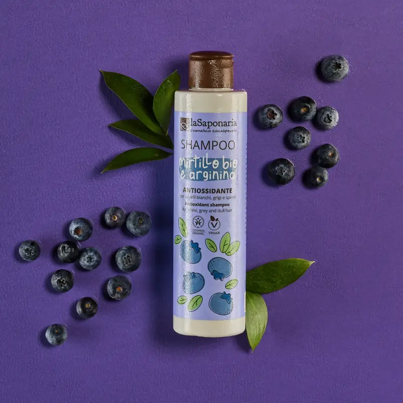 Capelli e Cute Shampoo biologico Mirtillo bio e Arginina - Shampoo capelli colorati, Capelli colorati miniatura 2