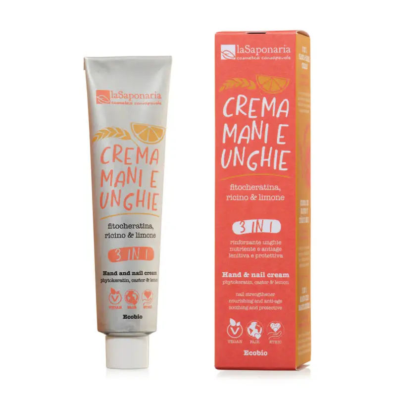 Mani Crema mani e unghie 3 in 1 - fitocheratina, ricino e limone - Crema mani