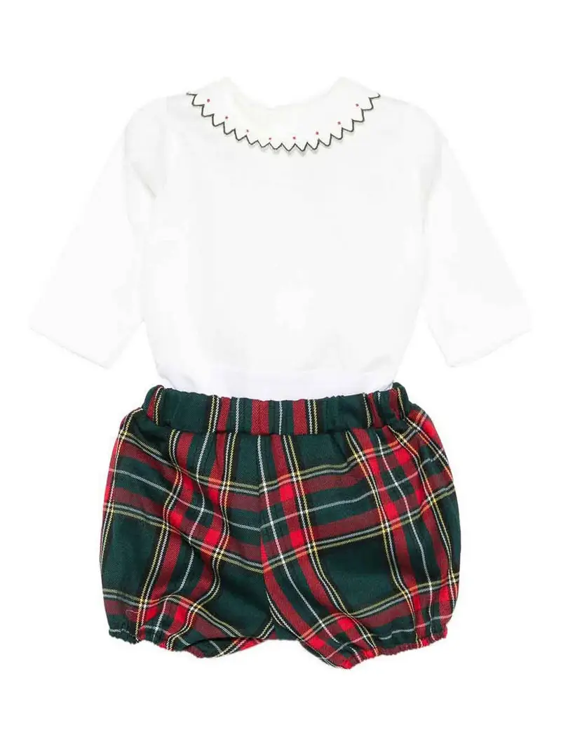 Completo Con Stampa Tartan Verde