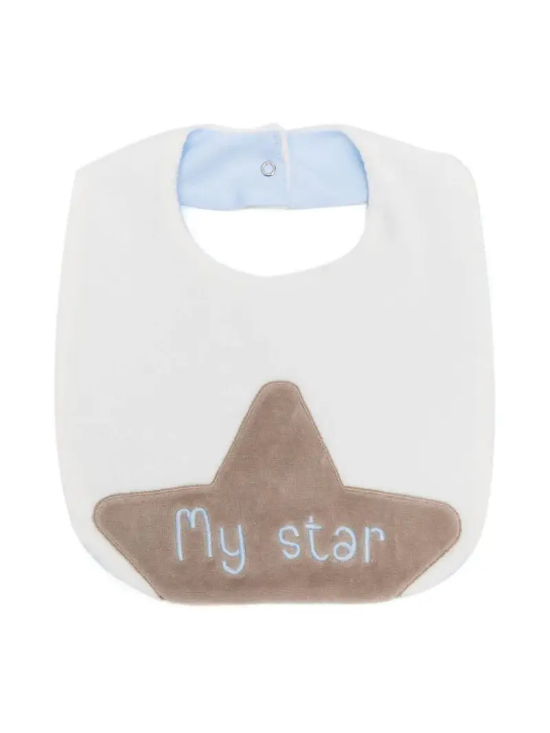 Bavetta panna-azzurro neonato "my star"