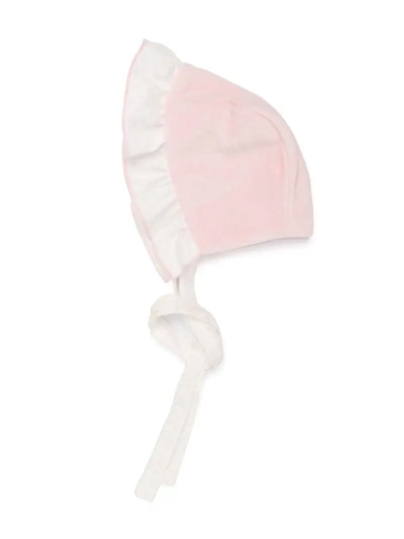 Cappello Neonata Rosa orli pois