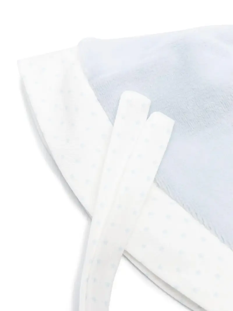 Cuffia neonato azzurra orli pois Azzurro miniatura 2