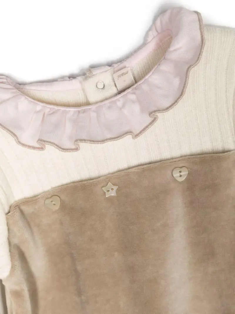Tutina marrone-rosa neonata pile Beige miniatura 2