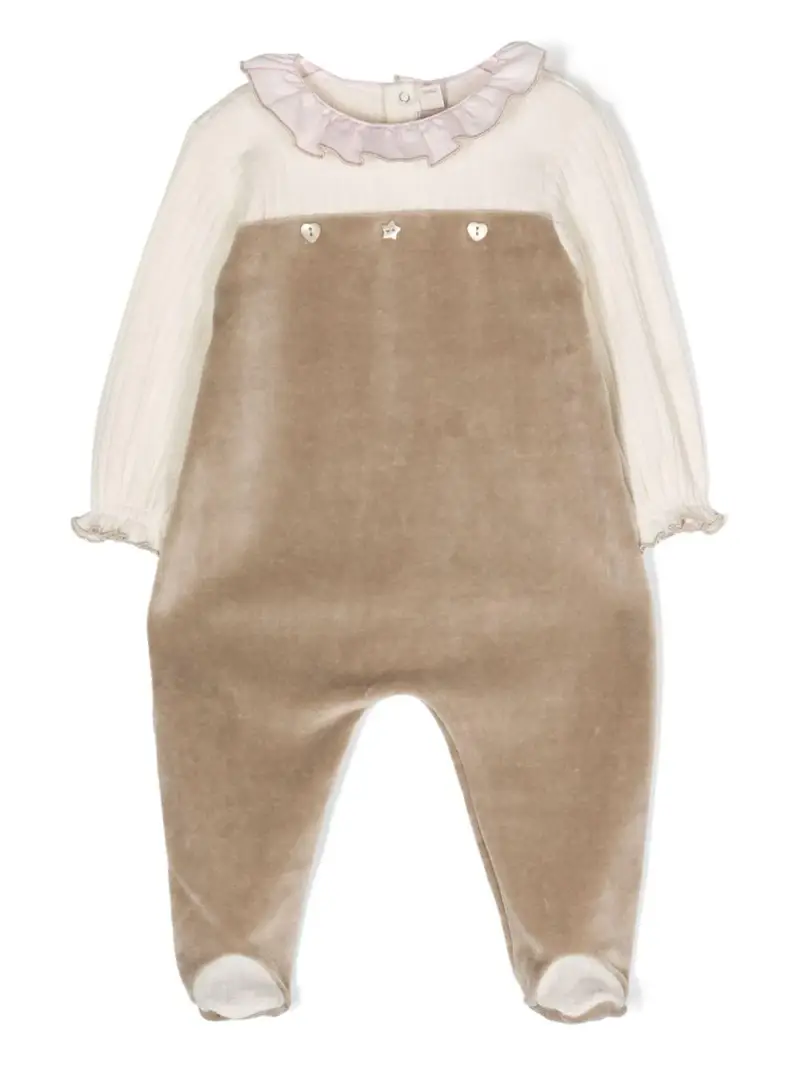 Tutina marrone-rosa neonata pile Beige