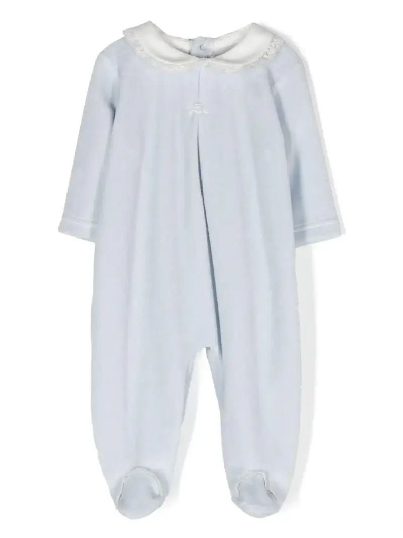 Tutina Neonata Azzurro colletto ricamato