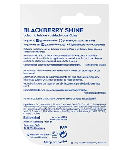 Labello Blackberry Shine Burrocacao Labbra 4.8 g, Balsamo Labbra Colorato All'Aroma Di More, Lip Balm Idratante 24H Con miniatura 3