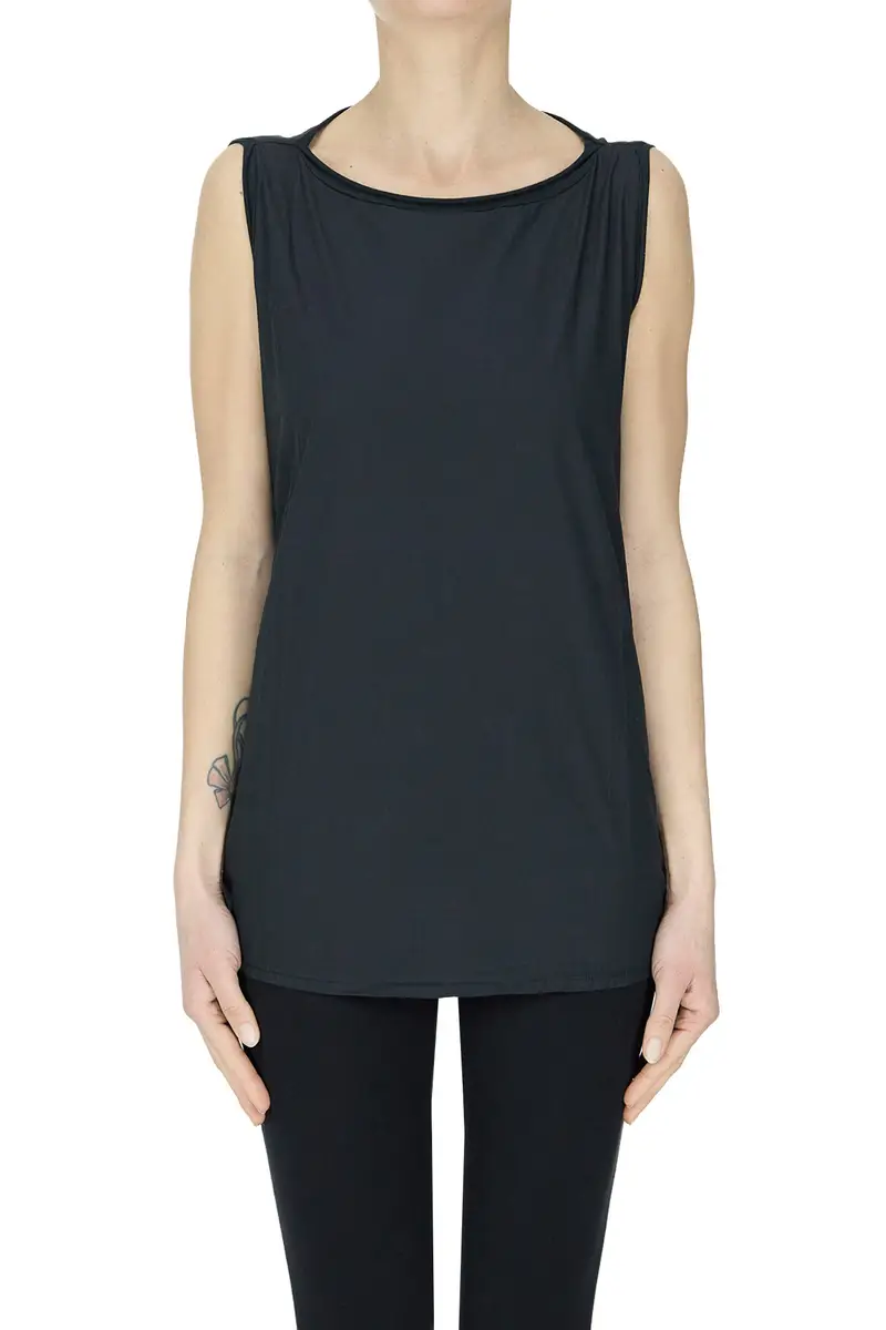 Top svasato in cotone Nero
