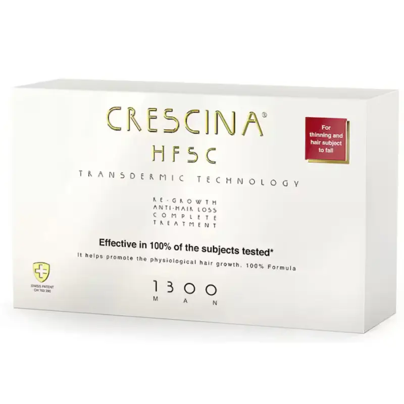 Crescina Transdermic HFSC 1300 Fiale per la stimolazione della crescita Siero di trattamento per il cuoio capelluto per uomo 10 + 10 pezzi 3,5 ml