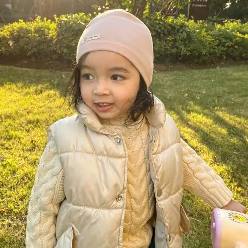 LACOFIA Berretto Beanie neonata Cappello a Maglia da Bambina Cotone Striscia Rosa M/7 miniatura 2