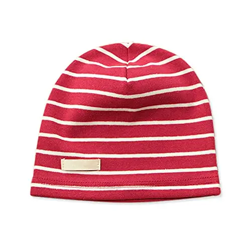 LACOFIA Berretto Beanie Neonato Cappello a Maglia da Bambino Cotone Striscia Rosso L/3 miniatura 2
