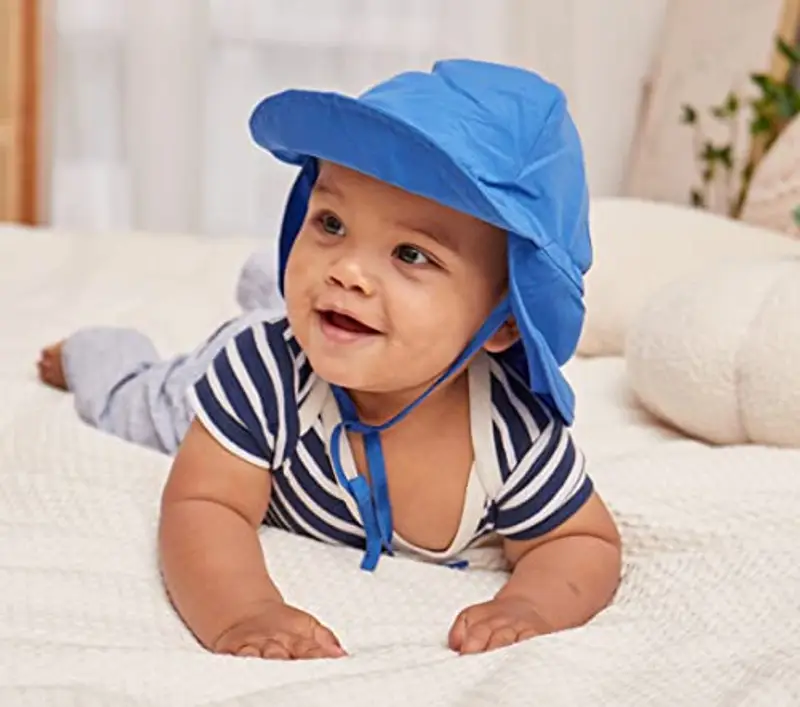 LACOFIA Cappello da Spiaggia Protezione Solare per Neonato Berretto Estivo Regolabile per Bambini Blu 2-5 Anni miniatura 2