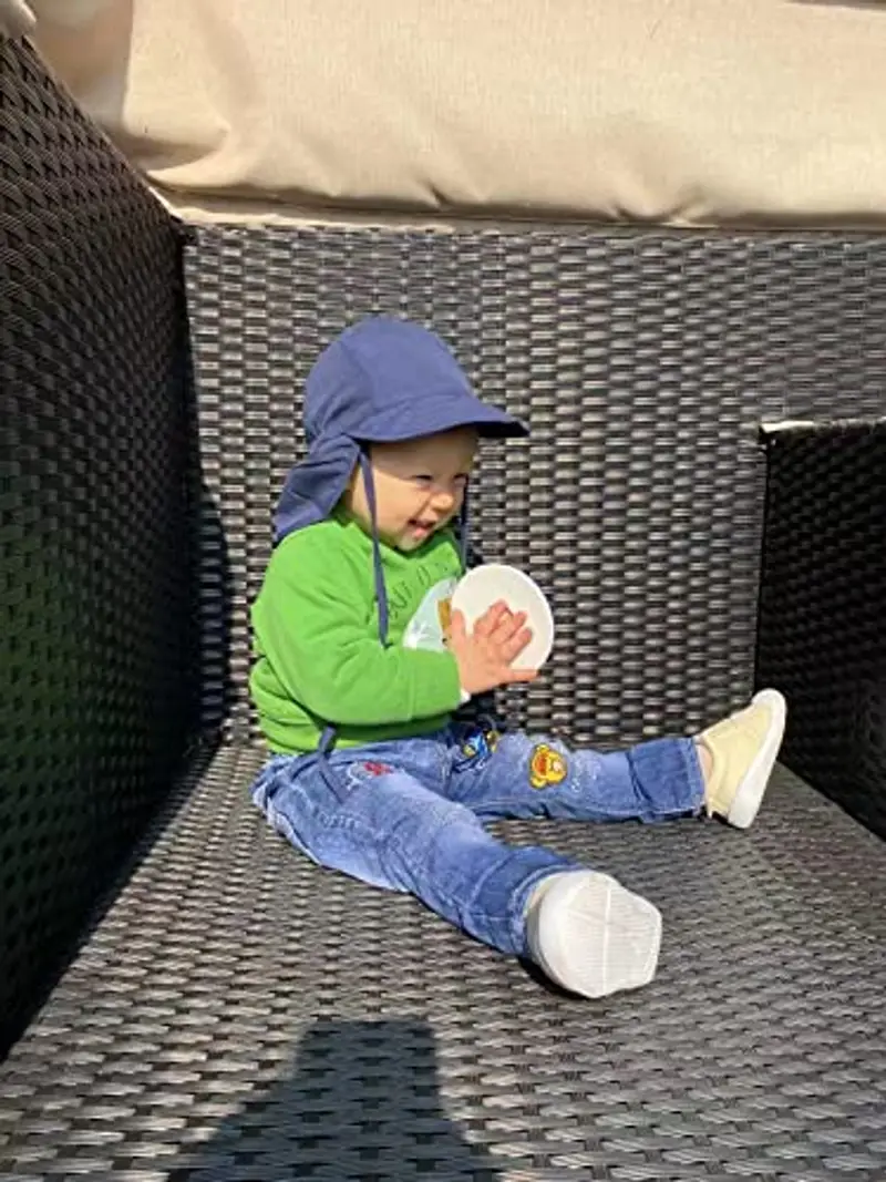 LACOFIA Cappello da Spiaggia Protezione Solare per Neonato Berretto Estivo Regolabile per Bambini Marine 6-18 Mesi miniatura 2