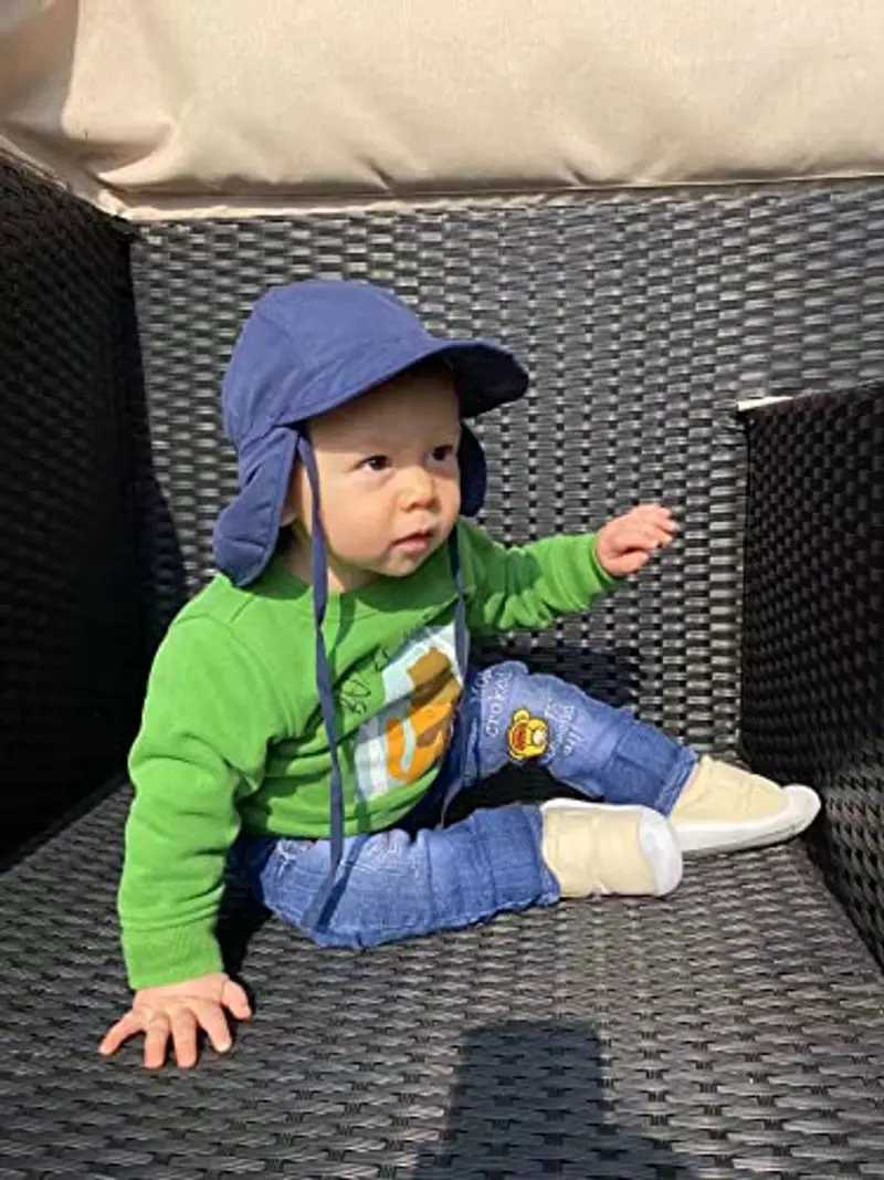 LACOFIA Cappello da Spiaggia Protezione Solare per Neonato Berretto Estivo Regolabile per Bambini Marine 6-18 Mesi miniatura 3