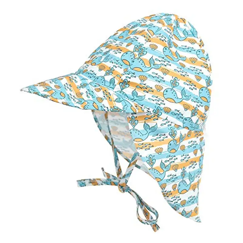 LACOFIA Cappello da Spiaggia Protezione Solare per Neonato Berretto Estivo Regolabile per Bambini Polpo 2-5 Anni