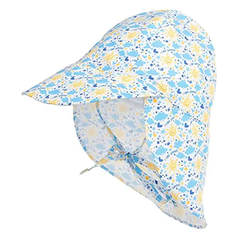 LACOFIA Cappello da Spiaggia Protezione Solare per Neonato Berretto Estivo Regolabile per Bambini Soleggiato 6-18 Mesi miniatura 2