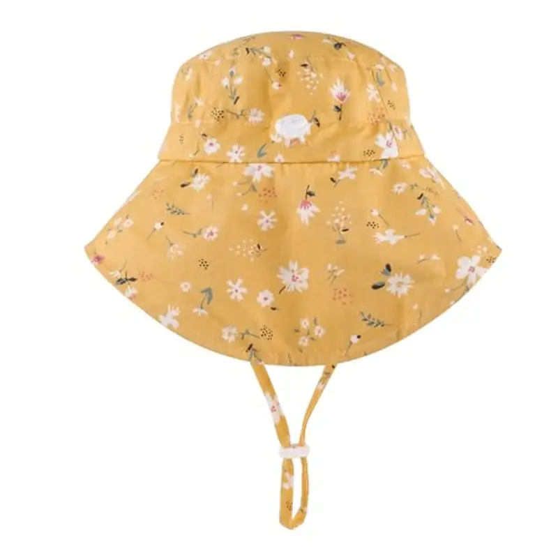 LACOFIA Cappello Estivo in Cotone Neonata Cappello da Sole Bambina Berretto UV Regolabile a Tesa Larga per Mare/Spiaggia/Piscina Giallo 2-5 Anni miniatura 2