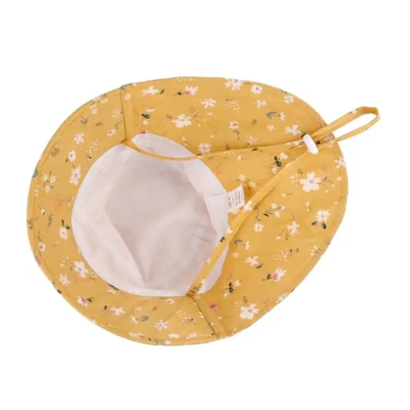 LACOFIA Cappello Estivo in Cotone Neonata Cappello da Sole Bambina Berretto UV Regolabile a Tesa Larga per Mare/Spiaggia/Piscina Giallo 2-5 Anni miniatura 3