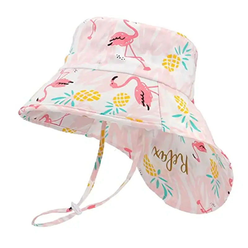 LACOFIA Cappello Estivo in Cotone Neonata Cappello da Sole Bambina Berretto UV Regolabile a Tesa Larga per Mare/Spiaggia/Piscina Rosa 2-5 Anni