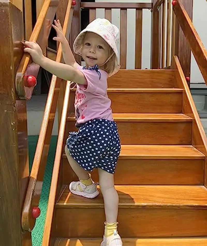 LACOFIA Cappello Estivo in Cotone Neonata Cappello da Sole Bambina Berretto UV Regolabile a Tesa Larga per Mare/Spiaggia/Piscina Rosa 2-5 Anni miniatura 2