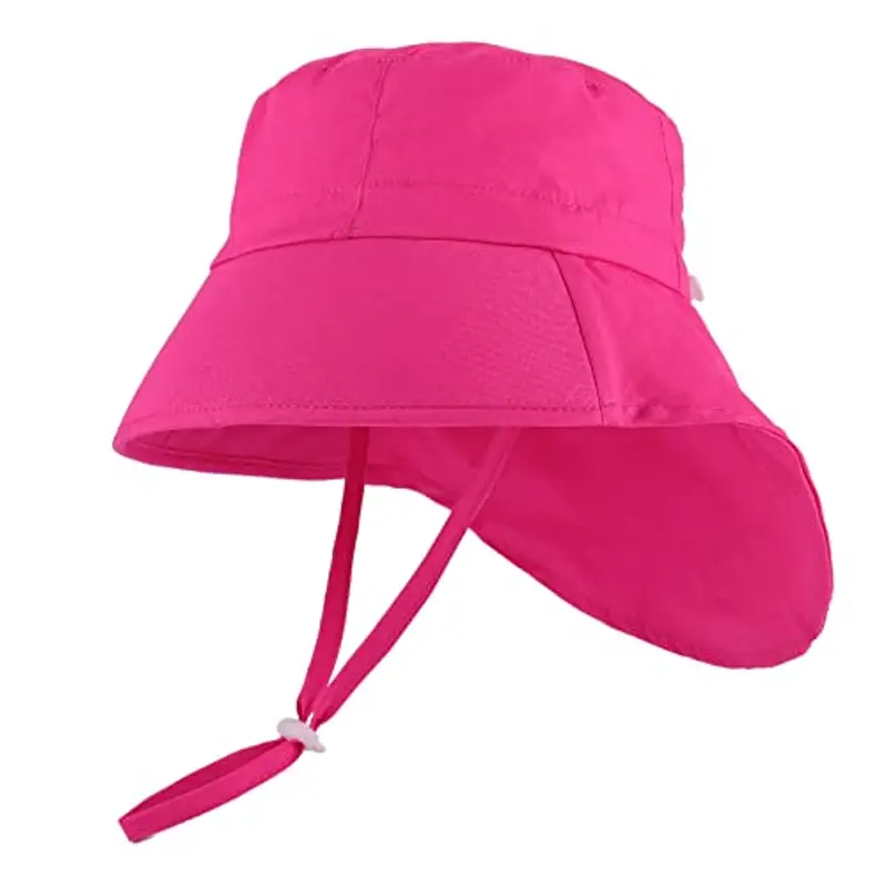 LACOFIA Cappello Estivo in Cotone Neonata Cappello da Sole Bambina Berretto UV Regolabile a Tesa Larga per Mare/Spiaggia/Piscina Rose 6-18 Mesi