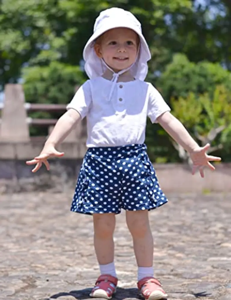 LACOFIA Cappello Estivo in Cotone Neonato Cappello da Sole Bambino Berretto UV Regolabile a Tesa Larga per Mare/Spiaggia/Piscina Bianco 6-18 Mesi miniatura 3